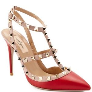 Valentino Rockstud Caged 100 Leather Ankle Strap